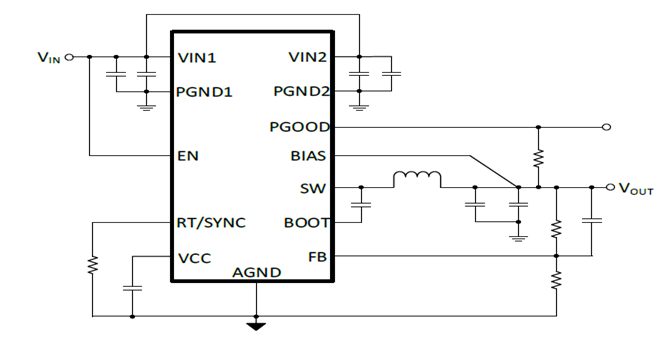 3.5V-40V输入，6A，高效同步降压型DCDC变换器